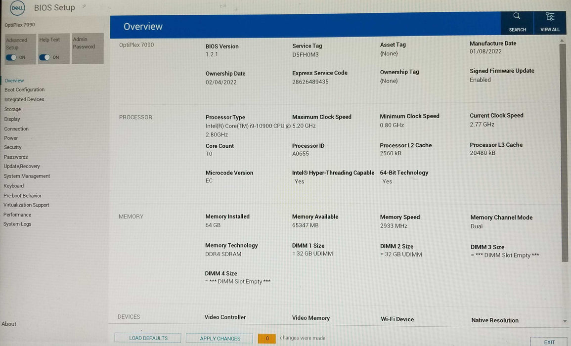 Dell OptiPlex 7090 SFF, 10th Gen i9-10900 CPU, 64GB RAM - 2TB HDD