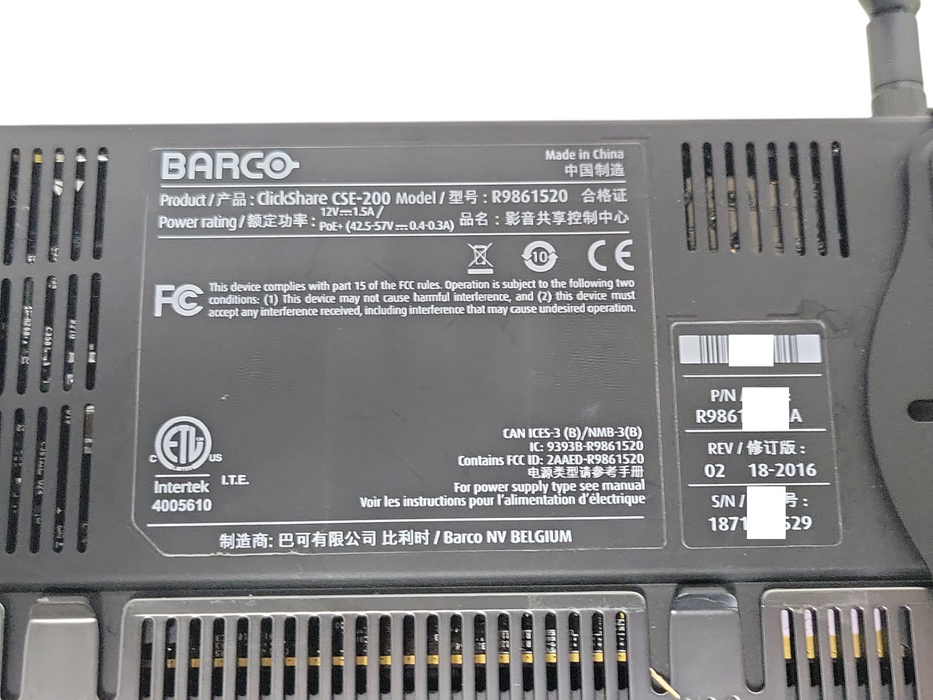 Barco ClickShare CSE-200 R9861520 with 2x R9861006D01 buttons _