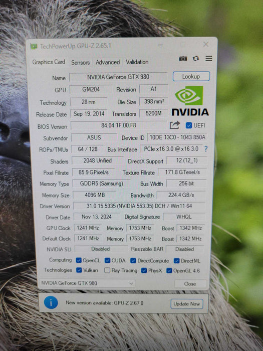NVIDIA ASUS ROG GeForce GTX 980 4GB GDDR5 Graphics Video Card Q!
