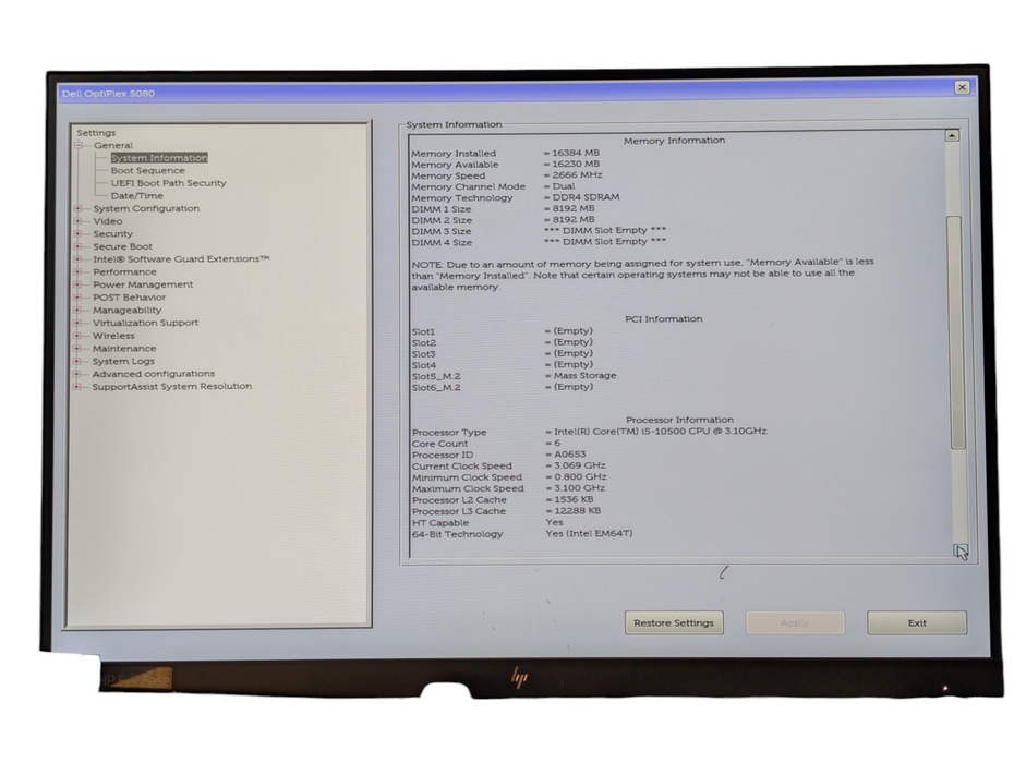 DELL OptiPlex 5080 Intel Core i5-10500 16GB RAM 256GB NVMe SSD  -