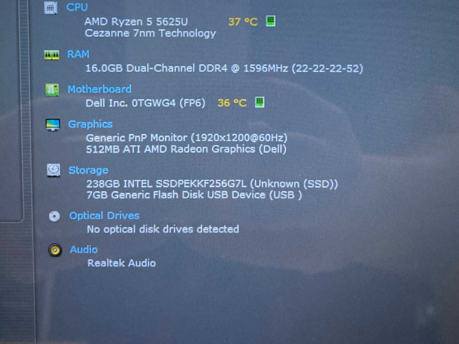 Dell Inspiron 14 5425 TOUCH AMD Ryzen 5 5625U@2.3GHz 16GB RAM 256GB SSD  Lap200