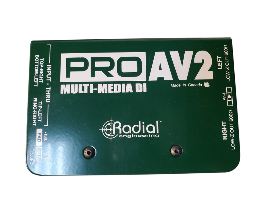 Radial ProAv2 PRO AV2 Stereo Multimedia Direct Box DI with RCA 1/4" 3.5mm X