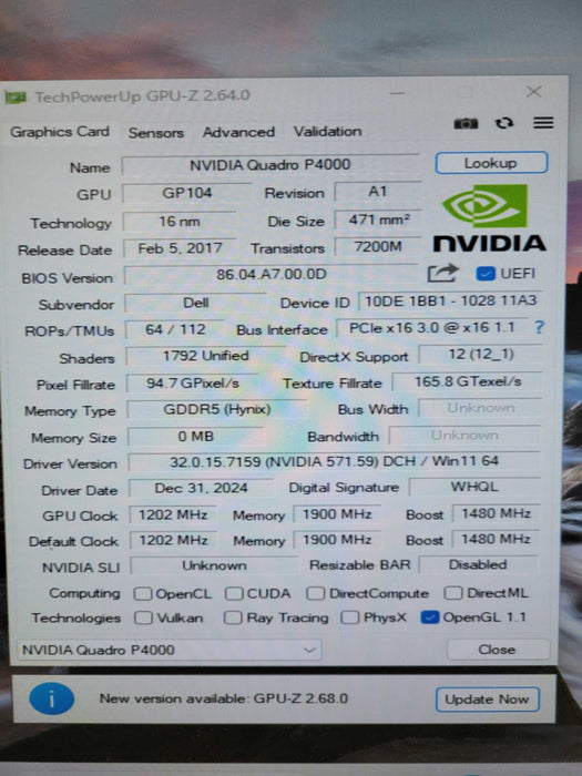 NVIDIA Quadro P4000, 8GB GDDR5 PCIe Professional Graphics Card, 4x DP !