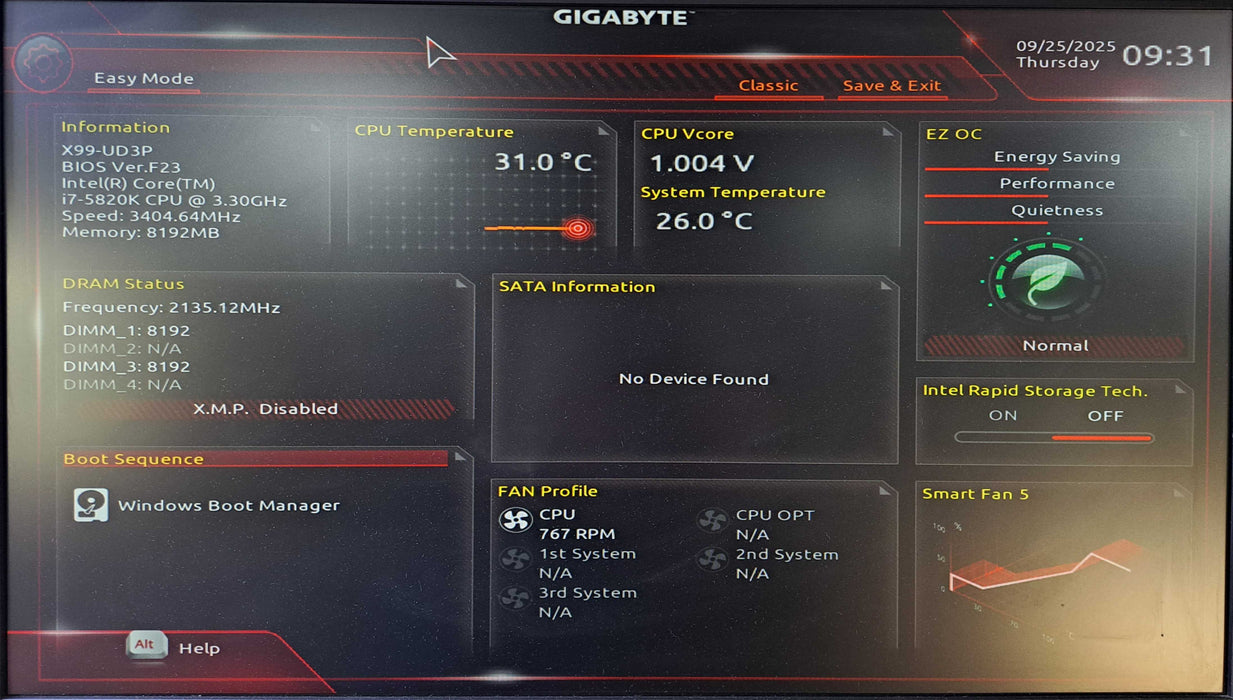 Gigabyte GA-X99-UD3P Motherboard w/ Intel Core i7-5820K @3.30GHz, 16GB DDR4 )