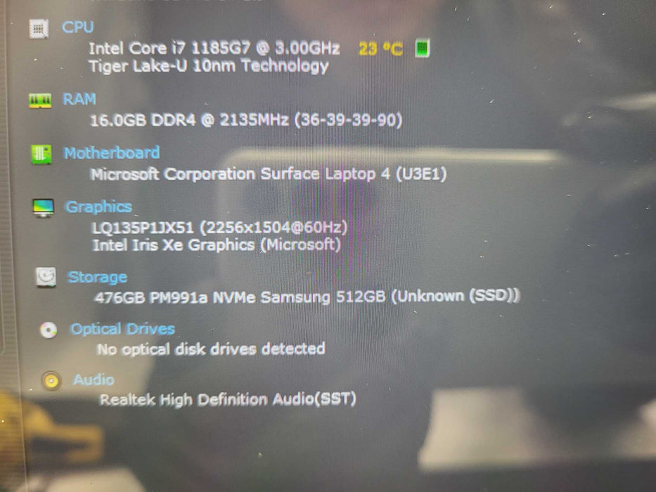 Surface Laptop 4 Model: 1951 i7-1185G7 16GB RAM 256GB Storage Model No AC $ Lap200