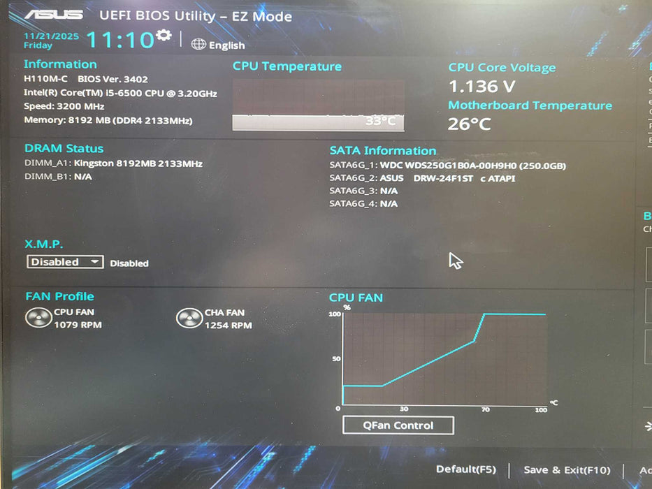 Custom PC ASUS H110M-C i5-6500 @ 3.20GHz 8GB RAM 256GB SSD !