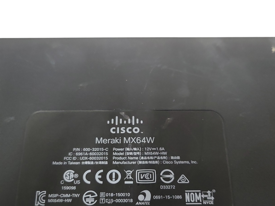 Cisco Meraki MX64W-HW Firewall Security Appliance w/ 1x Antenna *Unclaimed* Q_