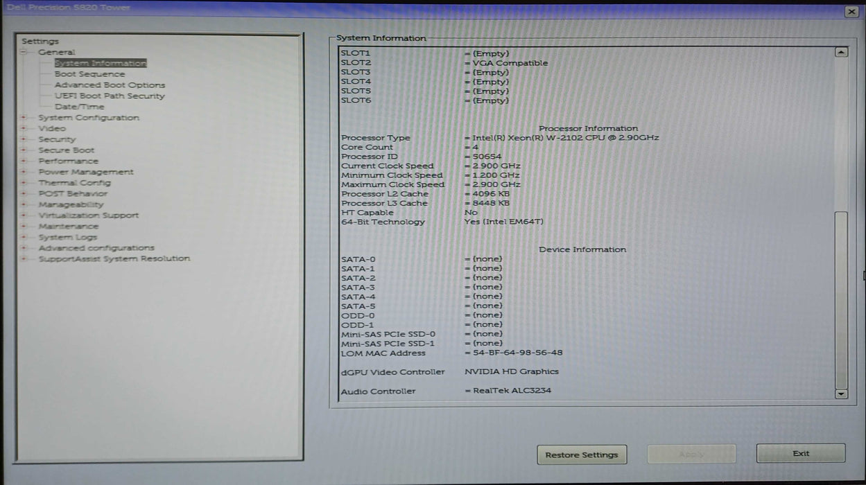 DELL Precision 5820, Xeon W-2102 2.90GHz, 16GB DDR4, P400, 425W