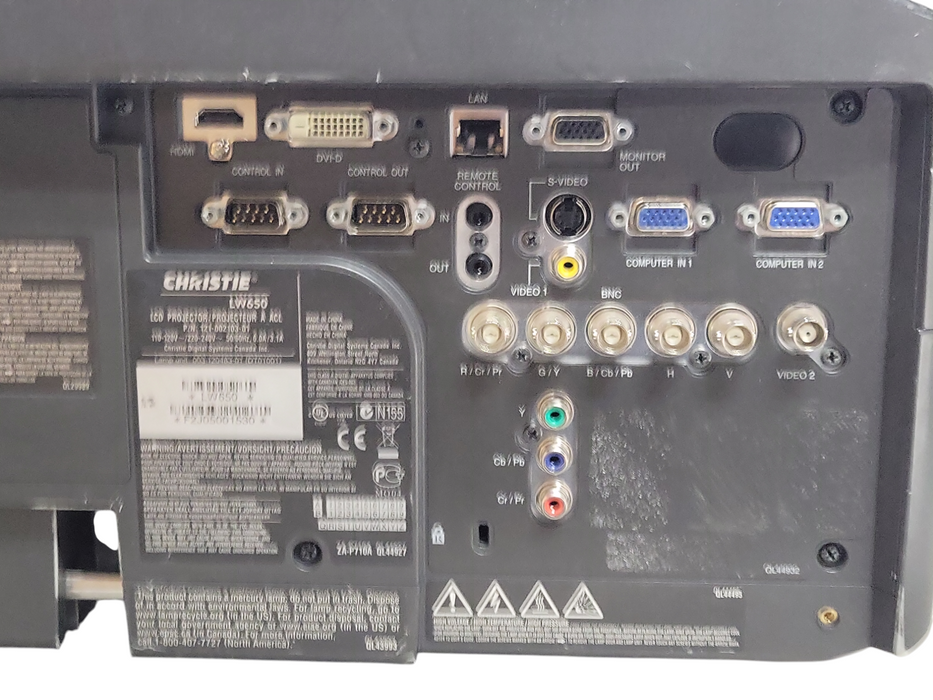 Christie LW650 WXGA Projector HDMI 6500 Lumens, 758 Lamp hours _