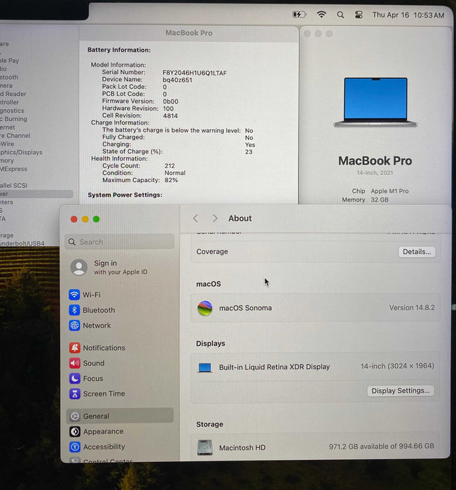 Apple MacBook Pro 14" 2021 M1 Pro 32GB RAM 1TB SSD No Power Adapter