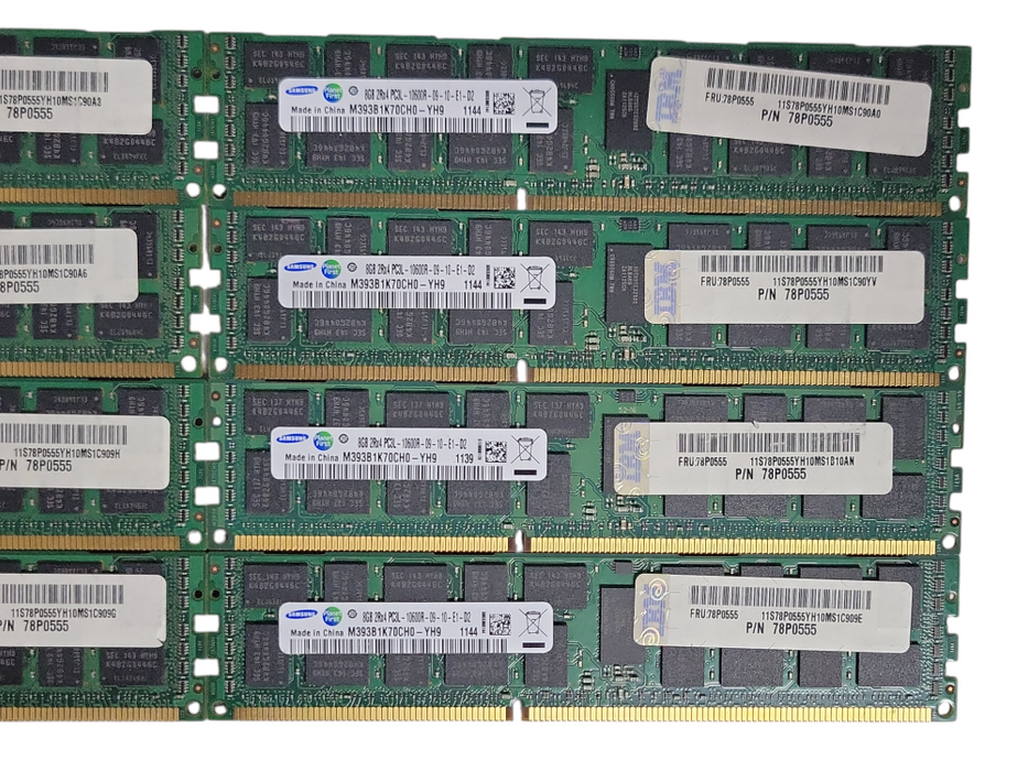 Lot of 8x Samsung 8GB 2Rx4 PC3L-10600R ECC DDR3 Server RAMs _