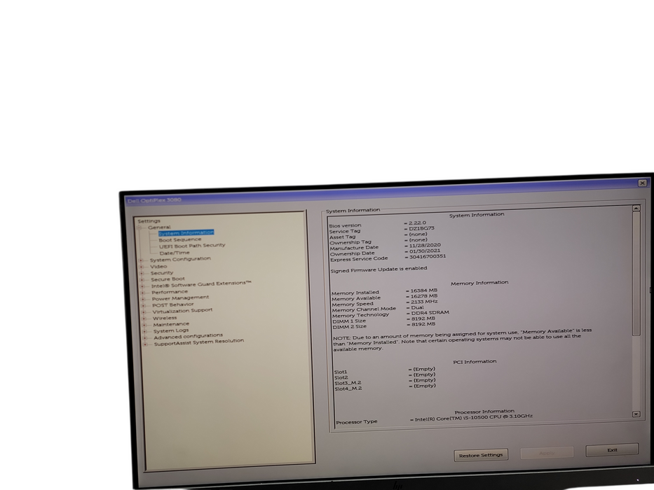 Dell OptiPlex 3080 SFF i5 - 10500 @ 3.10GHz 16GHz DDR4 Ram   Qθ