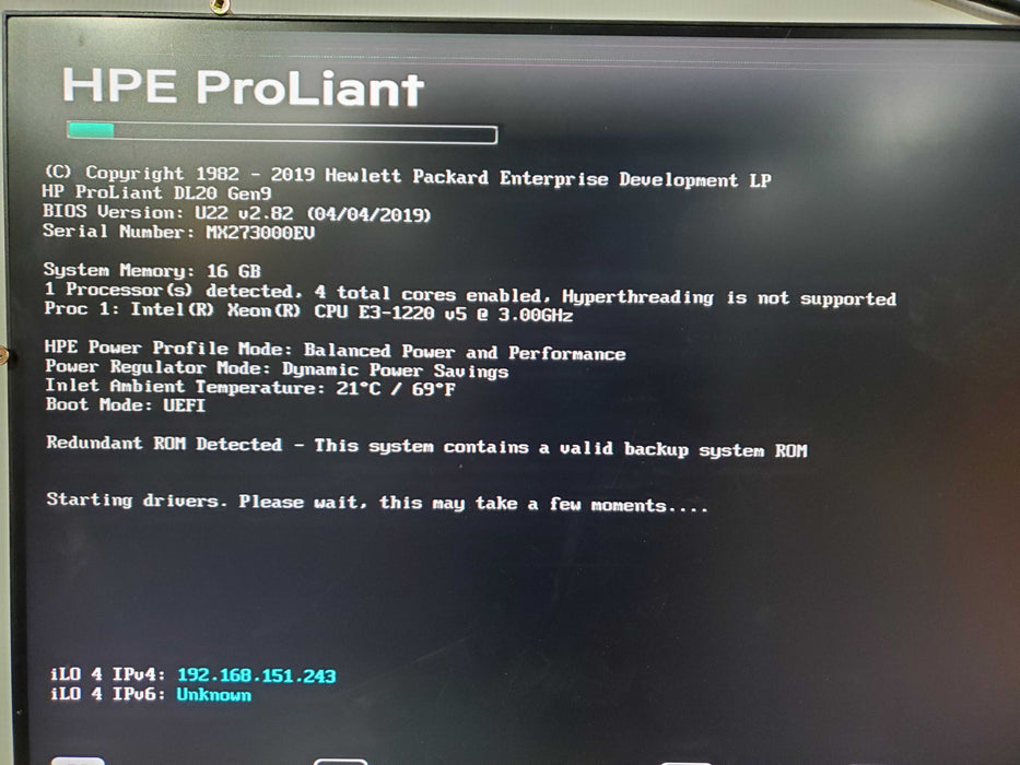 HP ProLiant DL20 Gen9 Server Intel E3-1220v5 16GB RAM 2x 1TB HDD