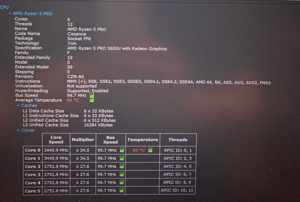 Lenovo ThinkPad T14 Gen 2 AMD Ryzen 5 PRO 5650U@2.30GHz 16GB RAM 256GB SSD  Lap200