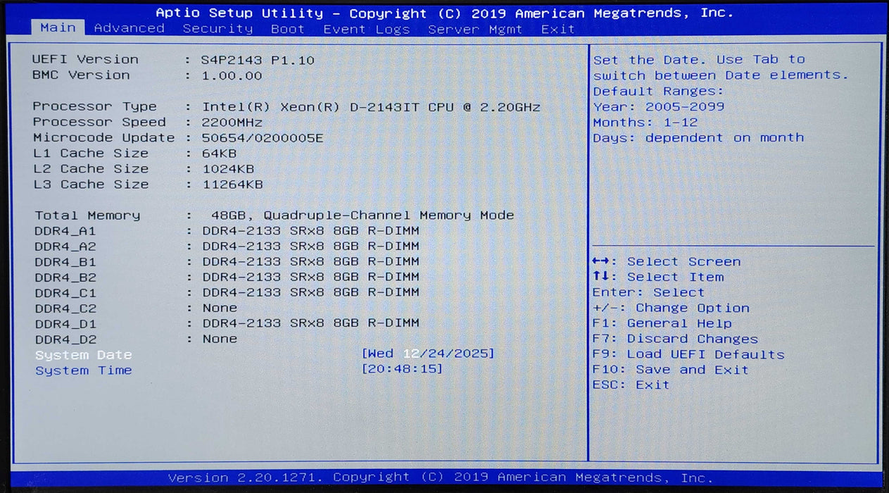 DATTO S4XP8 1U 10x2.5", Xeon D-2143IT 2.20GHz, 48GB DDR4, No HDD