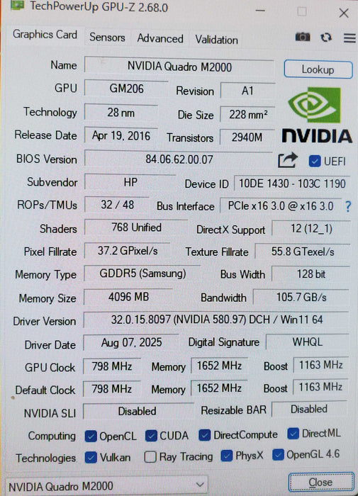 NVIDIA Quadro M2000 4GB GDDR5 Graphics Card 4x Display Port