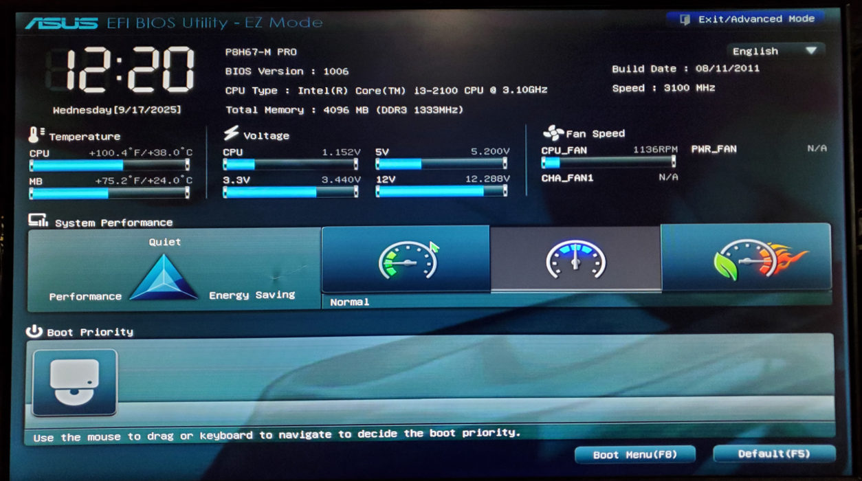 ASUS P8H67-M Pro Motherboard Core i3-2100 4GB DDR3 - No HDD
