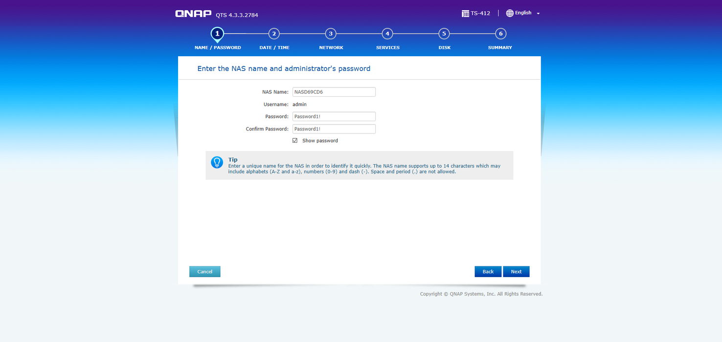 Qnap TS-412 4 Bays NAS w/ 4x1TB HDDs, No Adapter $