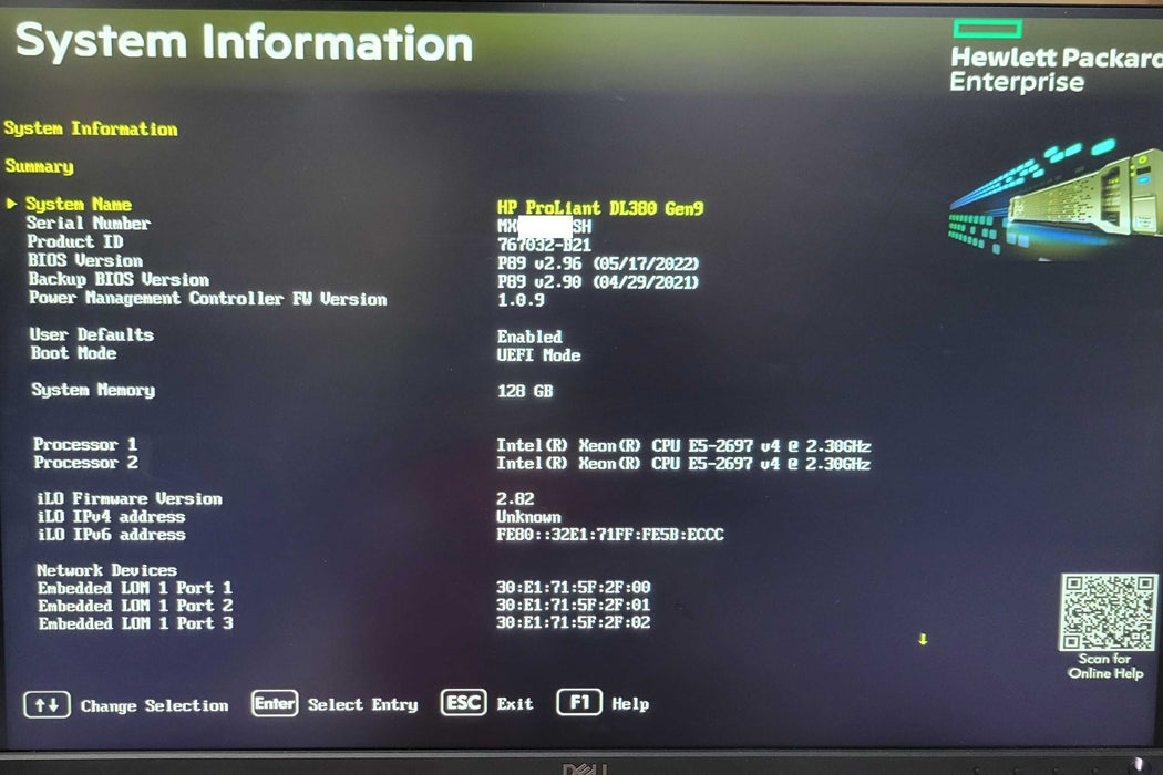HP DL380G9 2x Xeon E5-2697v4 2.3GHz 128GB RAM, 2x H240, 1x H240AR  _