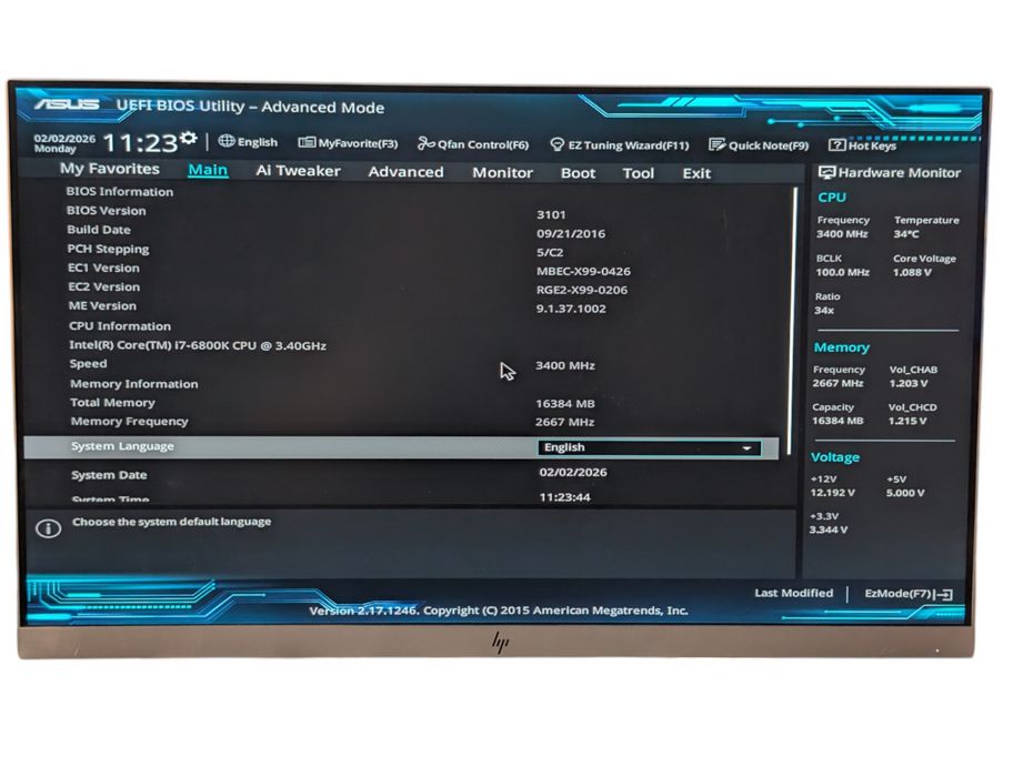 Custom PC ASUS X99-M WS Intel i7-6800K 16GB RAM 256GB SSD  -
