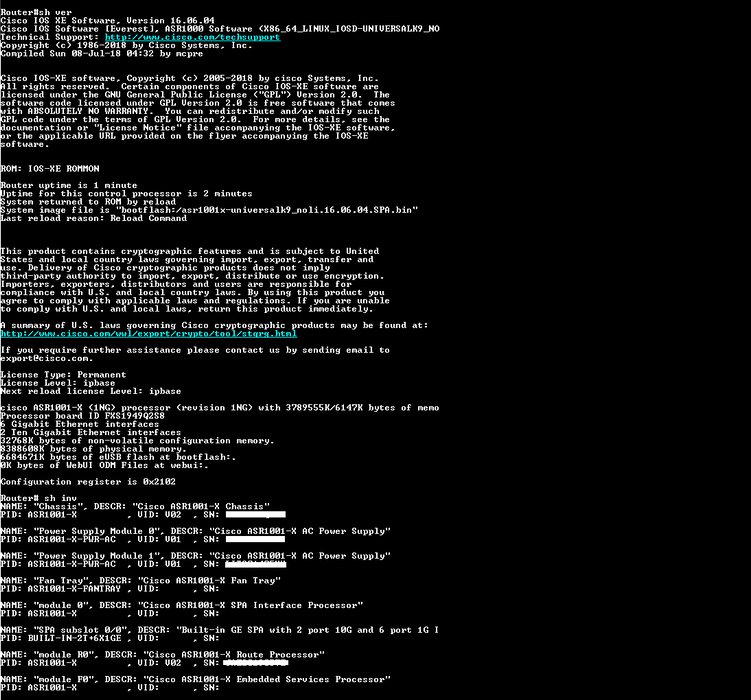 Cisco ASR1001-X Aggrigated Service router 2.GbpsThroughput Level, 2x PSU