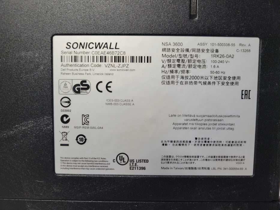 Dell SonicWall NSA 3600 Firewall Security Appliance, READ _