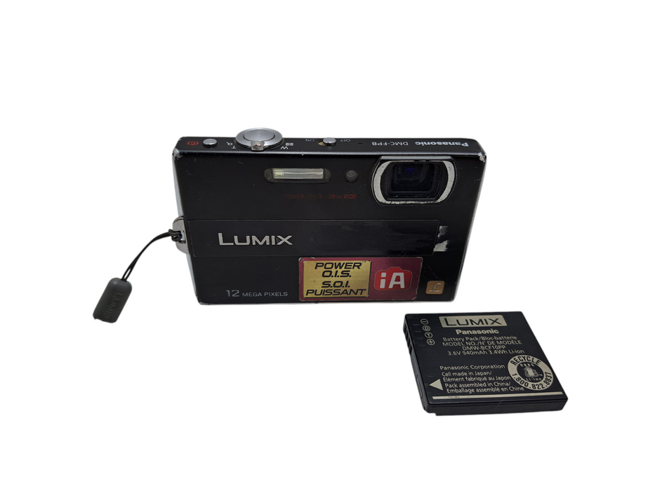 Panasonic Lumix DMC-FP8 12MP Zoom Slim Digital Camera Black *READ* )