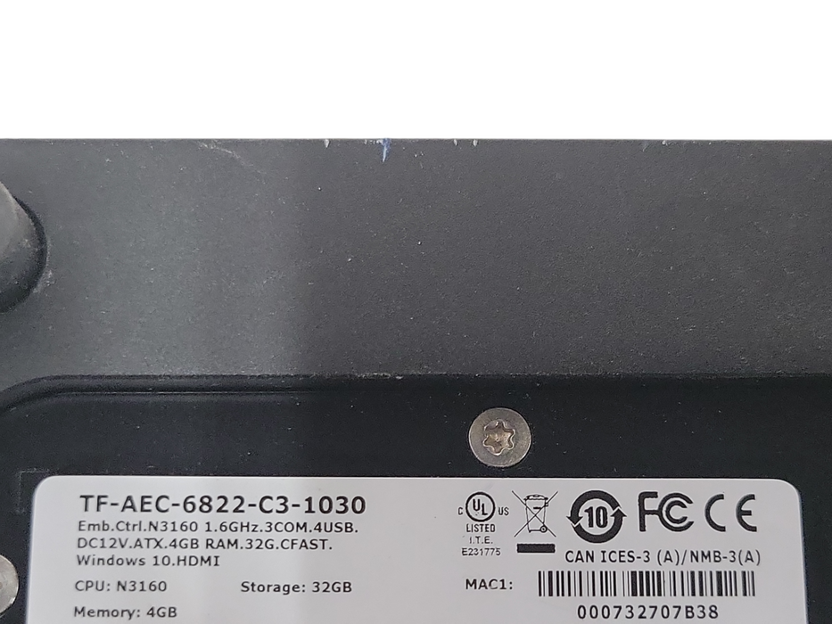 TF-AEC-6822-C3-1010 FANLESS EMBEDDED CONTROLLER, READ _