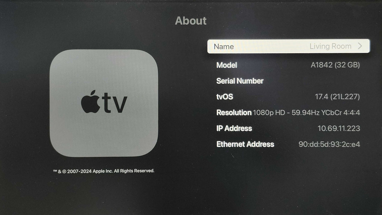 Apple TV 4K 1st Generation 32GB A1842, No Remote