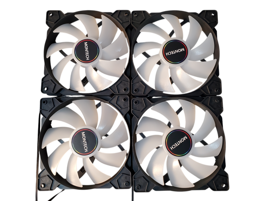 PC Case Fans Montech 140mm 12V 0.2A/2.52W X5-X141200-BFRGB 4x Case Fans Q