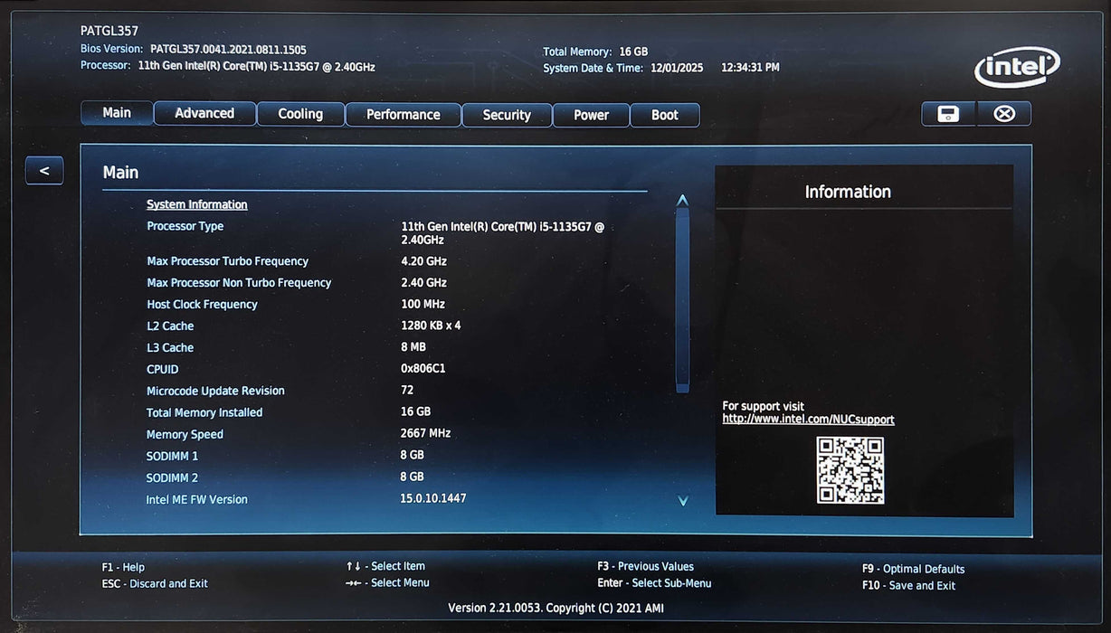 Intel NUC11PAH, i5-1135G7 2.40GHz, 16GB DDR4, 256GB NVMe, No AC Adapter