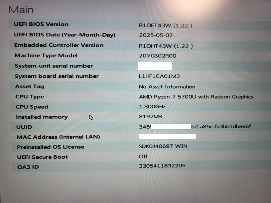Lenovo ThinkPad E15 Gen 3 Ryzen 7 5700U 8GB DDR4 256GB SSD $ Lap200