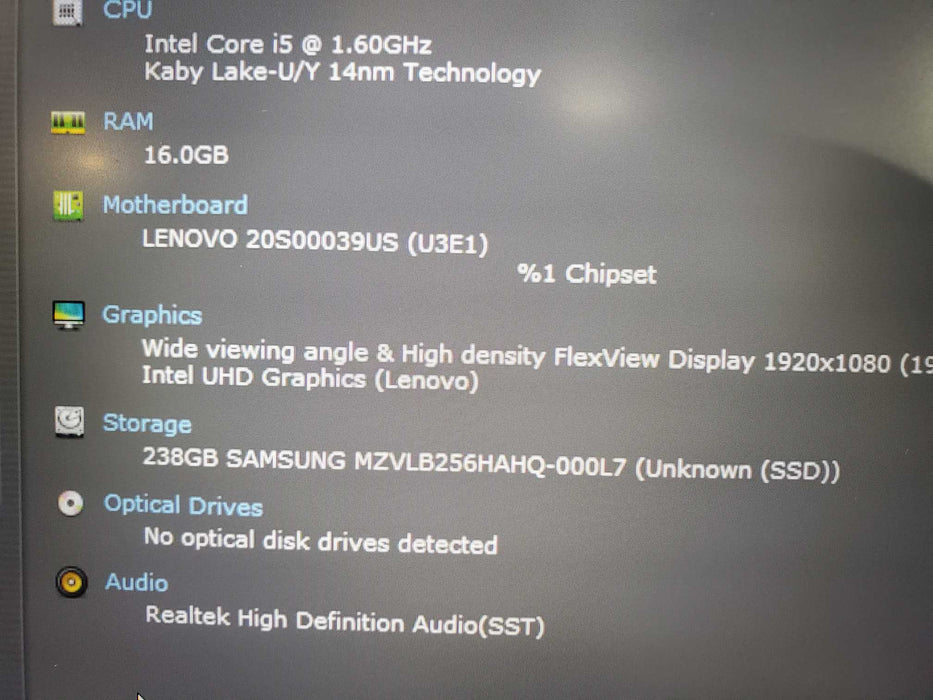 Lenovo ThinkPad T14 Gen 1 Intel Core i5-10210U 1.60GHz 16GB RAM 256 GB NVME  Lap200