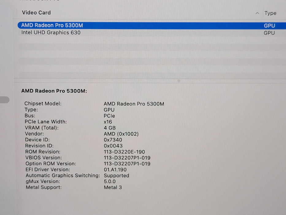 Apple Macbook Pro 2019 16" 6-Core i7-9750H @ 2.6GHz 16GB DDR4 500GB SSD
