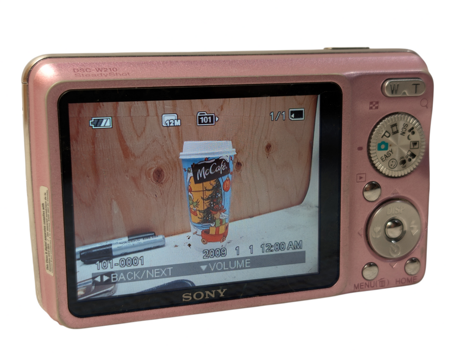 Sony Cyber-Shot DSC-W210 12.1MP Digital Camera Carl Zeiss Lens Pink -
