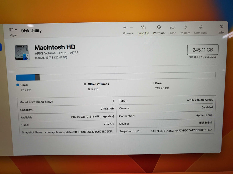 Apple MacBook Air M1 13.3" 2020 A2337 8GB DDR4 256GB SSD READ  Lap200