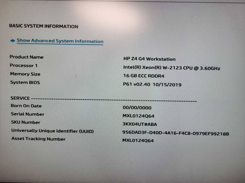HP Z4 G4 Workstation | Xeon W-2123 @3.60GHz, 16GB DDR4, 256GB NVMe $