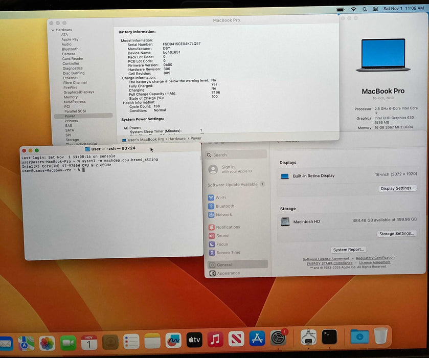 Apple MacBook Pro 16"2019 i7-9750H Radeon PRO 5300M 16GB RAM 512GB SSD READ