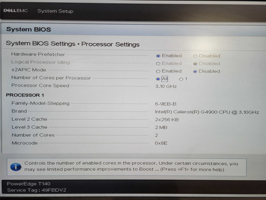 Dell PE T140 Celeron G4900 @ 3.10GHz 3.3GHz 16GB RAM  !