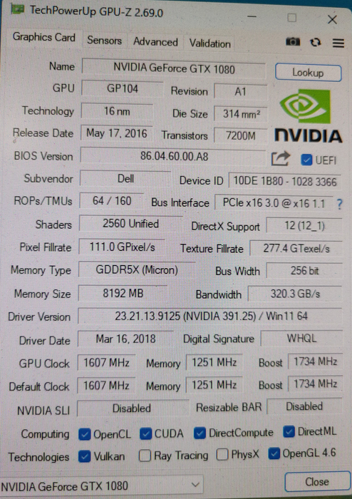 Dell Precision 5820 Tower | i9-10900X @3.70GHz 32GB DDR4, NVIDIA GTX 1080 , No HDD