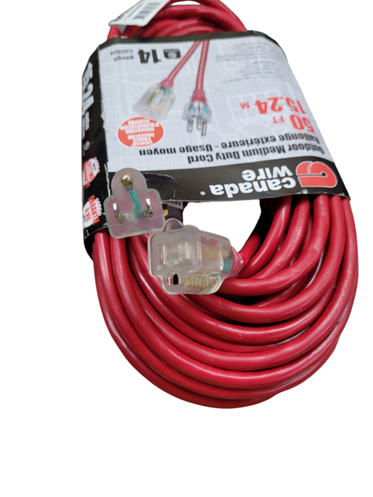 LOT of 2x Outdoor Medium Duty Extension Cord 50ft -Single Outlet -14 Gauge
