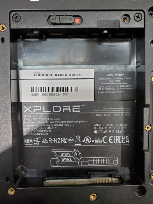 Zebra XPLORE XPAD iX101L2 i5-8250u 8GB RAM w/ Battery - No SSD Q