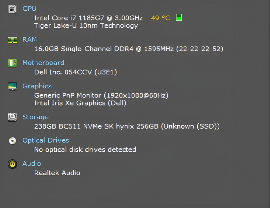 Dell Latitude 5420, i7-1185G7 3.00GHz, 16GB DDR4, 256GB NVMe, No PWR  Lap200