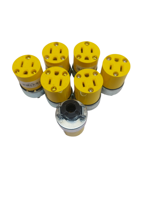 LOT 7x Eaton 2887-BOX Armored Connector – 15A 125V, NEMA 5-15, 2-Pole