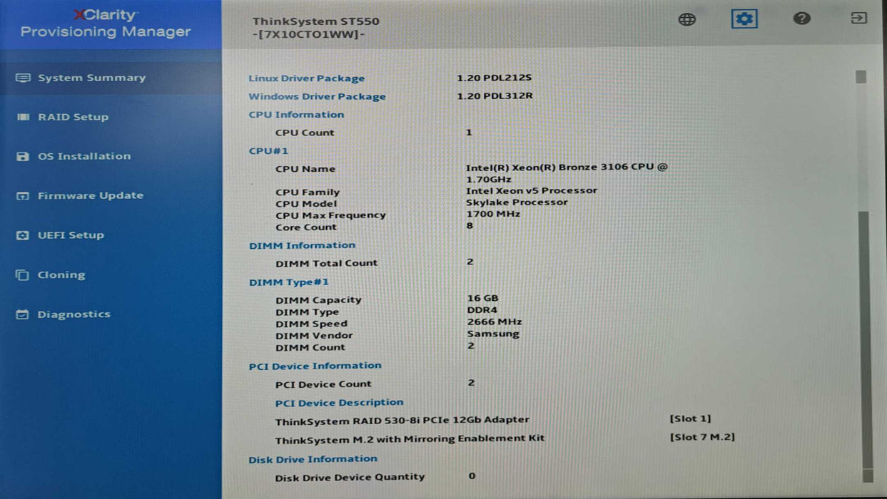 Lenovo ThinkSystem ST550 4x 3.5"| Xeon Bronze 3106, 32GB DDR4, 530-8i RAID )
