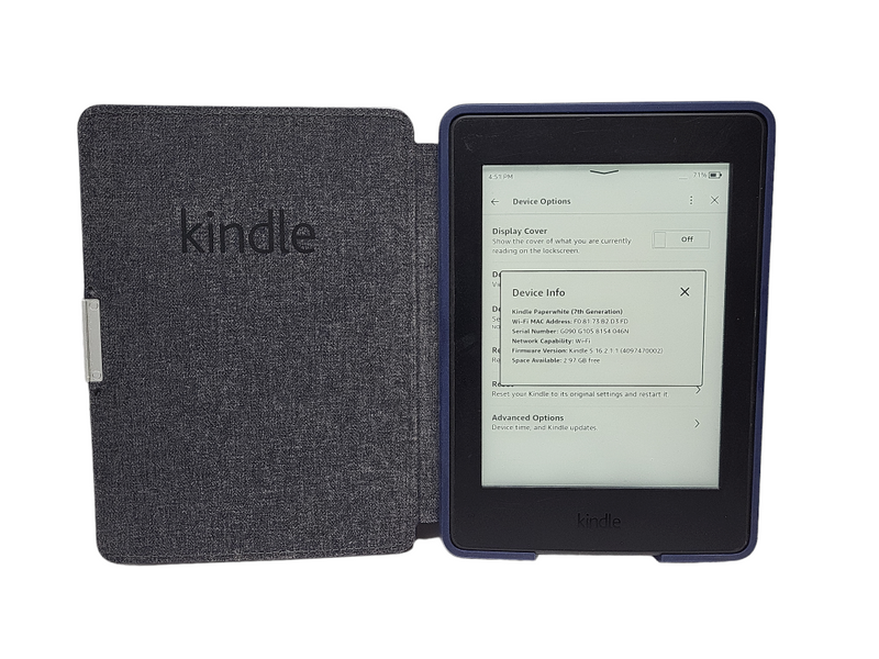 Amazon Kindle Paperwhite (7th Gen) DP75SDI, 4GB, Wifi w/ a case $