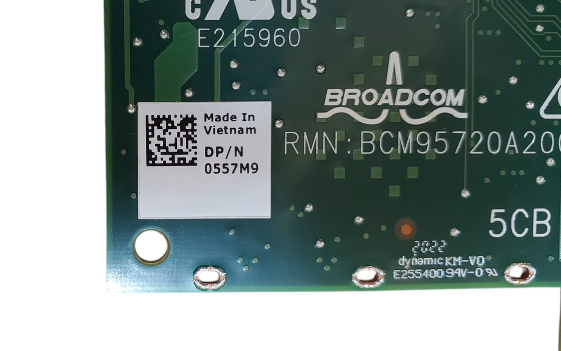 Dell Broadcom 5720 1Gb Dual Port Ethernet Card - DP/N: 0557M9