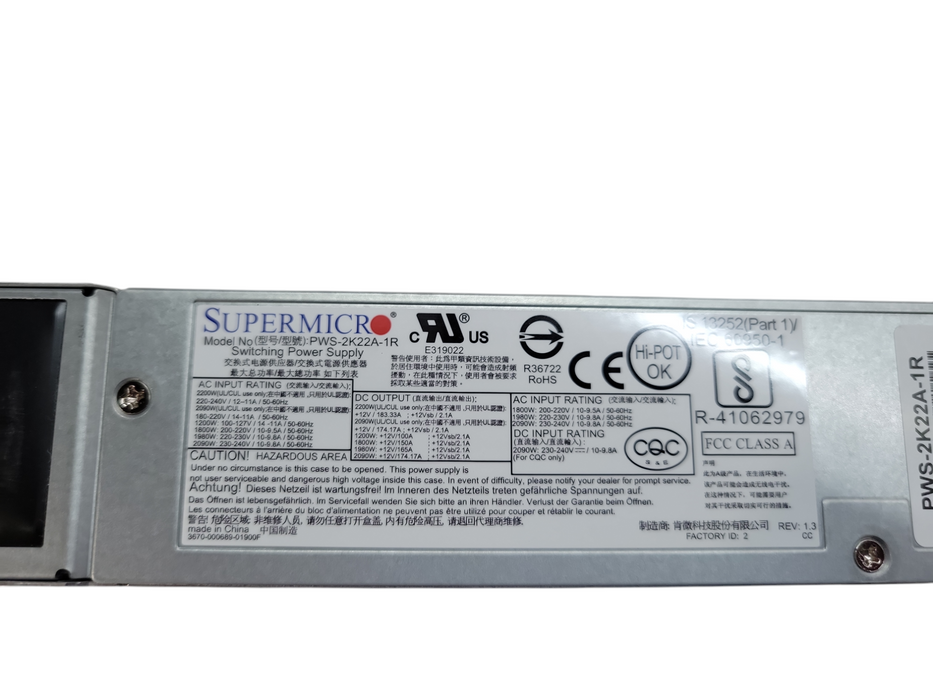 Lot of 2x - PWS-2K22A-1R SUPERMICRO 2200W PSU 80+ TITANIUM 1U FOR NX-TDT-2N %