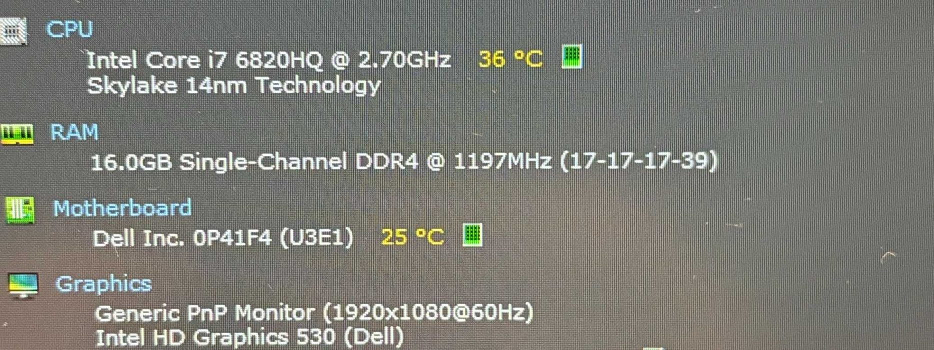 Dell Precision 7720 i7-6820HQ@2.7GHz QUADRO P3000 6GB GPU 16GB RAM 256SSD  Lap200