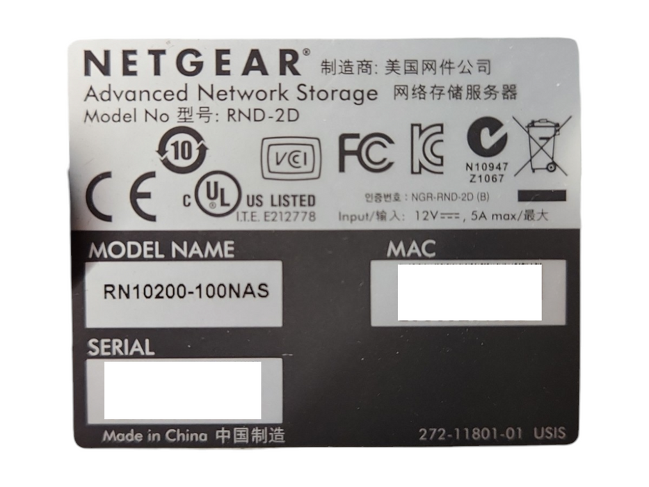 Netgear ReadyNas 102 (RN10200) 2-Bays NAS w/ 2x 3TB HDDs